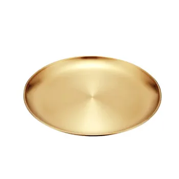Золотой лоток для хранения из нержавеющей стали Роскошная латунная круглая тарелка из золота Металлическая фруктовая тарелка для десертов, закусок, ювелирных изделий 5