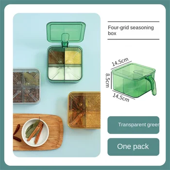 Износостойкие коробки из материала 4 стилей С прозрачной крышкой, пластиковая коробка для приправ, баночка для приправ, кухонные принадлежности, Пыленепроницаемые 4