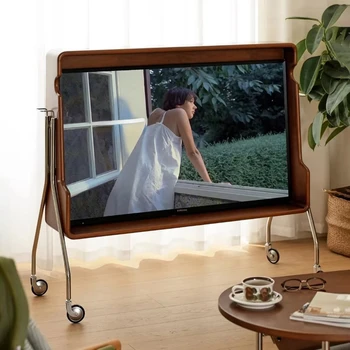 Индивидуальная передвижная подставка для телевизора, гостиная, массив дерева, многофункциональный креативный кронштейн, вешалка для телевизора