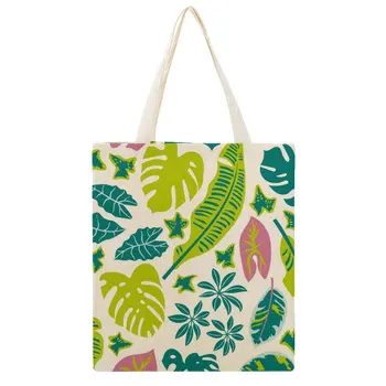 Индивидуальные холщовые сумки, сумка для покупок, женские сумки в стиле Тропического леса, повседневная сумка для покупок, сумка для покупок на заказ 0