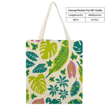 Индивидуальные холщовые сумки, сумка для покупок, женские сумки в стиле Тропического леса, повседневная сумка для покупок, сумка для покупок на заказ 1