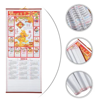 Календарь, ежемесячный настенный календарь, Подвесной календарь в китайском стиле, Год Дракона, украшение для подвесного календаря
