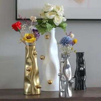 Керамическая ваза, абстрактное искусство, Твист, Ваза особой формы, Цветочная композиция для стола в гостиной, Аксессуары для украшения дома