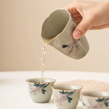 Керамическая чашка с ручной росписью из борнеола и магнолии, чайный сервиз Creative Home Sea Kung Fu, Разделитель для чая, ровная чашка 2