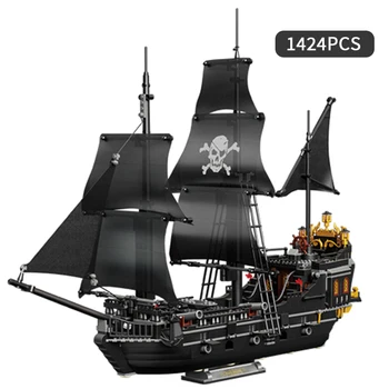 Корабль Пиратов Карибского Моря, модель лодки Черного Чародея, строительные блоки, Парусная лодка MOC, Мини-кирпичи, игрушки для детей, подарок для детей