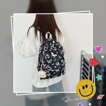 Корейская версия Университетского студенческого рюкзака с рисунком бабочки, нейлоновая сумка для девочек без подвески, Переносная сумка для путешествий на короткие расстояния 3