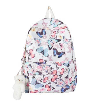 Корейская версия Университетского студенческого рюкзака с рисунком бабочки, нейлоновая сумка для девочек без подвески, Переносная сумка для путешествий на короткие расстояния 4