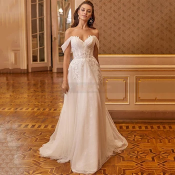 Красивые элегантные свадебные платья трапециевидной формы, сексуальная русалка с открытой спиной, изысканные кружевные аппликации с открытыми плечами, романтическое платье невесты 2023