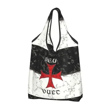 Крест Крестоносца Deus Vult из мрамора, сумка для покупок в продуктовых магазинах, женские модные рыцарские сумки через плечо, сумка большой емкости