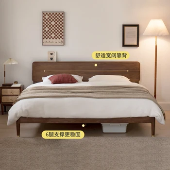 Кровать Visa log Nordic из массива дерева светлая роскошная двуспальная кровать из черного ореха современная простая двуспальная кровать мебель для спальни