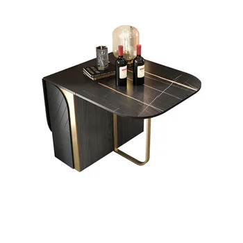 Легкая роскошная комбинация складного обеденного стола и стула, простой и многофункциональный небольшой бытовой стол из каменной доски 5