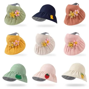 Летняя детская солнцезащитная шляпа, детская солнцезащитная шляпа для девочек и мальчиков, наружный чехол для ушей на шею, защита от ультрафиолета, детские пляжные кепки, кепка-ведро