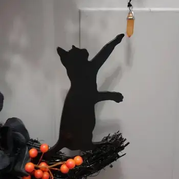 Лунный Венок Черная кошка Венки из Лунных роз Готическая Гирлянда для входной двери Праздничный реквизит на Хэллоуин Внутренний и наружный декор 1