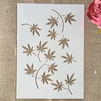 Маленькие кленовые листья формата А4 29 см, трафареты для наслоения 