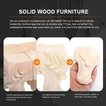 Мебель из 4 предметов Деревянные ножки Для шкафов Поддерживают декоративный диван, резной столик для чая 1