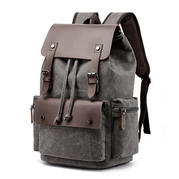 Модный Холщовый рюкзак-сумка Для мужчин, Костюм большой вместимости, 17-дюймовый Ноутбук, Кожаный чехол на шнурке, Дорожный рюкзак, Студенческая сумка для книг 2022 г.