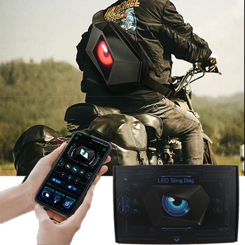 Мотоциклетные крутые сумки с управлением через приложение Bluetooth, светодиодный умный рюкзак DIY с Дьявольским глазом, рюкзаки для верховой езды, рыцарские рюкзаки, водонепроницаемые