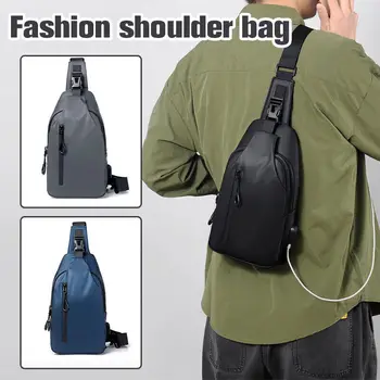 Мужская Оксфордская нагрудная сумка, рюкзак-слинг, водонепроницаемая сумка-мессенджер с USB-зарядкой, сумка через плечо, сумка на молнии без батареи 0