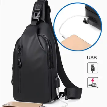 Мужская Оксфордская нагрудная сумка, рюкзак-слинг, водонепроницаемая сумка-мессенджер с USB-зарядкой, сумка через плечо, сумка на молнии без батареи 4