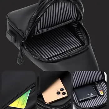 Мужская Оксфордская нагрудная сумка, рюкзак-слинг, водонепроницаемая сумка-мессенджер с USB-зарядкой, сумка через плечо, сумка на молнии без батареи 5