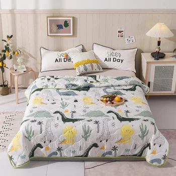 Мультяшное хлопчатобумажное детское одеяло, детское одеяло 100*150 см, летнее тонкое влагопоглощающее одеяло, стеганое одеяло, мягкая и теплая сердцевина