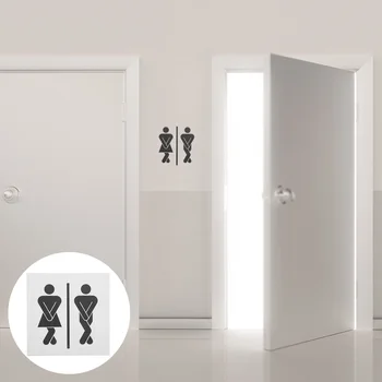 Наклейка на санитарную дверь, наклейки на туалет для ванной комнаты, водонепроницаемые наклейки, Матовые знаки, ПВХ Для мужчин и женщин