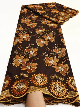 Нигерийская хлопчатобумажная кружевная ткань 2023 Высококачественная Африканская Швейцарская вуалевая кружевная ткань для пошива женских платьев 5 ярдов