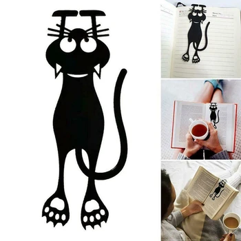 Новая закладка Black Cat 3D Пластиковая Стереосистема Cute Cat Bookmark Студенческая Закладка с мультяшным животным