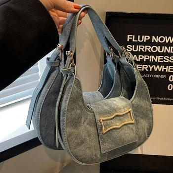 Новая модная однотонная сумка в стиле ретро, популярная женская сумка-багет, Женская нишевая дизайнерская сумочка на одно плечо 0