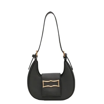 Новая модная однотонная сумка в стиле ретро, популярная женская сумка-багет, Женская нишевая дизайнерская сумочка на одно плечо 5