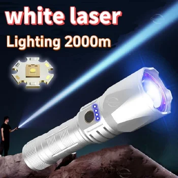 Новейший 2023 Мощный Светодиодный Фонарик Высокой Мощности Факел Лампа Белая Лазерная Светодиодная Вспышка USB Перезаряжаемый Дальнобойный Тактический Фонарь