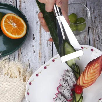 Нож для нарезки фруктов из нержавеющей стали, нож для нарезки фруктов и овощей треугольной формы, инструменты для лепки, для домашней фруктовой вечеринки 5