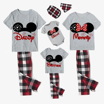 Пижамы для всей семьи эксклюзивного дизайна с мультяшными мышками, серый пижамный комплект