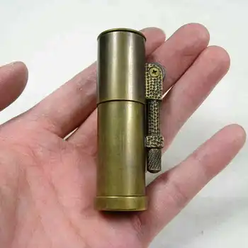 Портативная масляная зажигалка в стиле ретро времен Второй мировой войны, Латунный раскрывающийся дизайн, Бензобак, Маленькая зажигалка для сигарет 74 мм