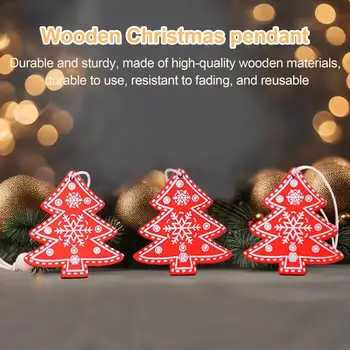 Праздничные деревянные подвесные украшения, украшение для Рождественской елки, деревянные подарочные бирки для праздничного украшения дома для детей 2