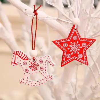 Праздничные деревянные подвесные украшения, украшение для Рождественской елки, деревянные подарочные бирки для праздничного украшения дома для детей 4