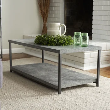 Предметы первой необходимости из искусственного бетонного сланца Журнальный столик с полкой для хранения мебели для гостиной приставной столик