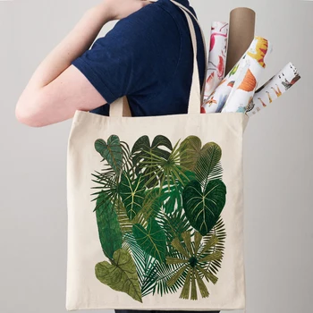Простая женская сумка через плечо в богемном стиле с принтом листьев, сумочка, многоразовые сумки-тоут для покупок, женские сумки-тоутес