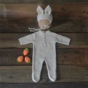 Реквизит для фотосъемки новорожденных, наряды для маленьких мальчиков и девочек, комбинезон в виде кроличьей шапки с 3 морковками, набор для мальчиков Прямая поставка