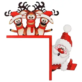 Рождественская деревянная дверная рама, декоративный дверной уголок, вывеска с изображением лося Санта-Клауса, украшение двери, принадлежности для вечеринки, фестиваля, домашнего декора