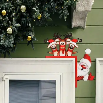 Рождественская деревянная дверная рама, декоративный дверной уголок, вывеска с изображением лося Санта-Клауса, украшение двери, принадлежности для вечеринки, фестиваля, домашнего декора 2