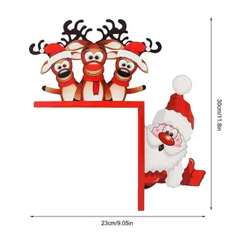Рождественская деревянная дверная рама, декоративный дверной уголок, вывеска с изображением лося Санта-Клауса, украшение двери, принадлежности для вечеринки, фестиваля, домашнего декора 5