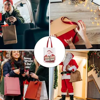 Рождественская холщовая подарочная сумка, Рождественская сумочка, подарочная сумка, Рождественская сумка для покупок, сумка через плечо для школы, подарок для детей 2