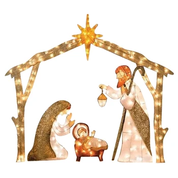 Рождественский Вертеп, подставка для карточек со светодиодными гирляндами, декор 2