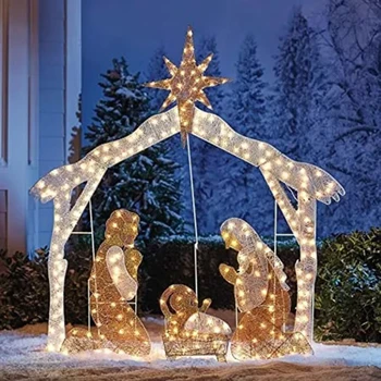 Рождественский Вертеп, подставка для карточек со светодиодными гирляндами, декор 3