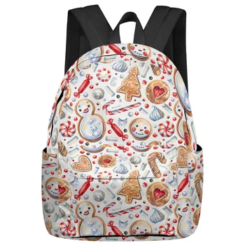 Рождественский Пряничный Человечек, Снеговик, Студенческие Школьные сумки, Ноутбук, Изготовленный на заказ Рюкзак для мужчин, женщин, Дорожная сумка для путешествий 0