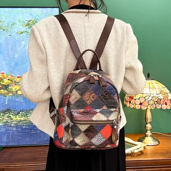 Роскошный дизайнерский рюкзак, модная женская маленькая сумка с мягкой спинкой, для отдыха для девочек, Высококачественная Цветная блокирующая сумка, противоугонные рюкзаки 4