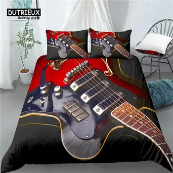 Роскошный домашний 3D гитарный принт, 2/3 шт. Удобный пододеяльник, наволочка, Комплекты постельного белья размера Queen и King AU/EU/US