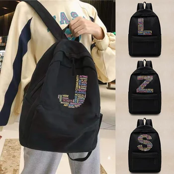 Рюкзаки на плечах унисекс, рюкзак для поездок на работу, школьные сумки для подростков, рюкзак для ноутбука с текстовым буквенным принтом, женская сумка для путешествий большой емкости 0