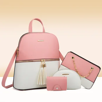 Рюкзаки, сумка-мессенджер на одно плечо, комплект из четырех предметов, новинка 2023 года, рюкзак для девочек, сумка для монет, студенческая сумочка